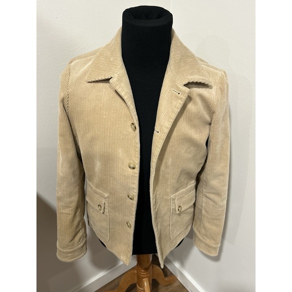 Lauren Ralph‎ Lauren Vintage SZ M Corduroy Jacket Plaid Lining Leather Elbows - Picture 1 of 7